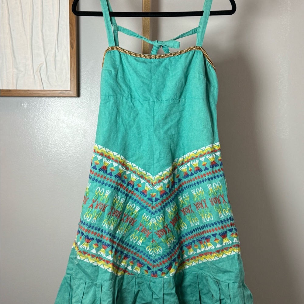 Free People Teal Dress with Embroidery